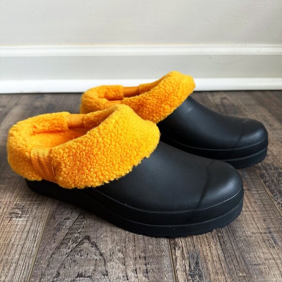Hunter PLAY SHERPA INSULATED CLOG Black Nomad Orange New Women's Shoes Size 7 - Picture 1 of 10